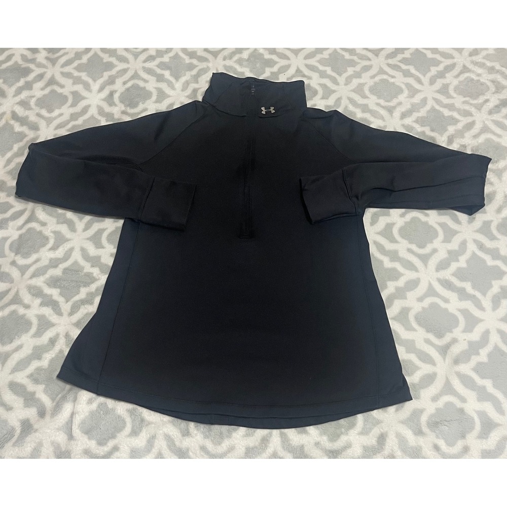 Under Armour Women's Quarter Zip Pullover Black Long Sleeve Activewear Top Small